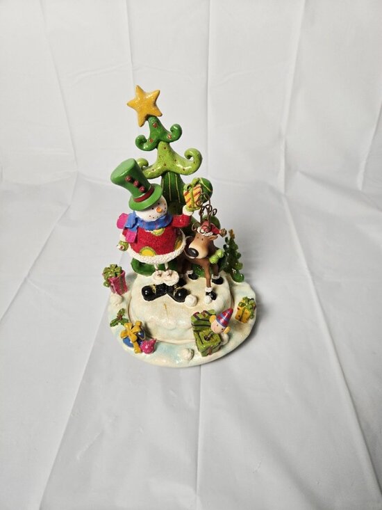 Home Interiors Other - Home Interiors Ceramic Christmas Tree Snowman Playground Rotation Music Box